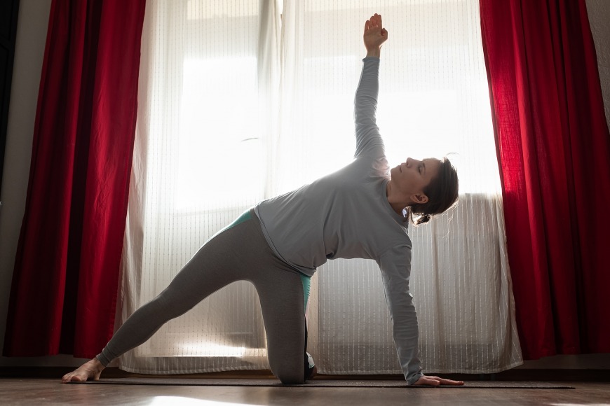 Supported side plank,  this is a good abdominal activation without the intensity of a full plank